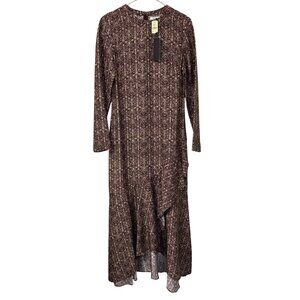 Sir The Label Silk Gown Dress Damask Long Sleeve Ruffle Maxi Size 6 US NWT READ